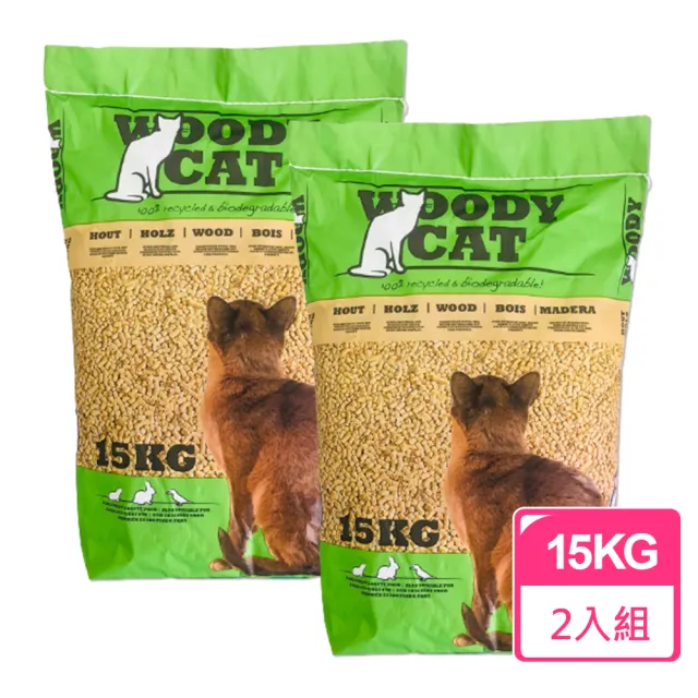 【WOODYCAT 美克斯】荷蘭100%松木砂15KG(2包組)