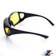 【Z-POLS】最大型 舒適包覆式Polarized寶麗來夜用抗UV400增光黃偏光眼鏡(抗炫光抗車頭強光夜用包覆式)