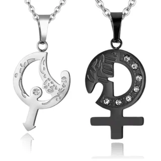 【馥瑰馨盛】濃蜜合而為一情侶項鍊2入l詩華洛男女桃花(含開光加持)