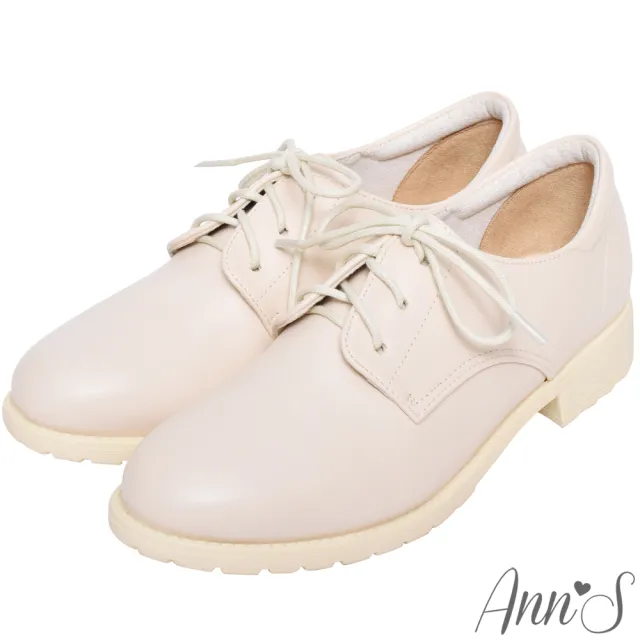【Ann’S】學院氛圍-素色QQ軟底綁帶平底牛津鞋-版型偏小(奶茶杏)