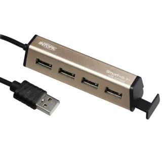 【INTOPIC】HB-31 4孔 USB HUB集線器(USB2.0/鋁合金/手機架)