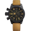 【elegantsis 愛樂時】Army 戰地記者三眼計時手錶-黑x卡其(ELJT48-OB09LC)