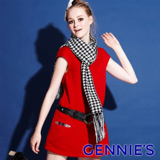 【Gennies 奇妮】簡約典雅無袖長版上衣(紅/黑G3Y30)