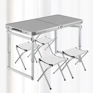 【VENCEDOR】鋁合金加粗方管露營桌 一桌四椅(露營必備 好收納 摺疊桌 工作桌 露營桌 露營組-2入)