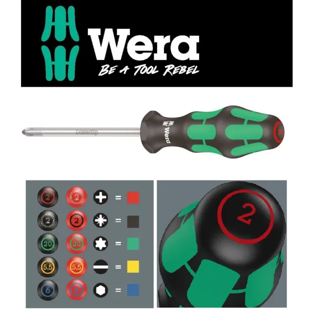 【Wera】十字起子 鍍銀鈦怪牙型(350-PH2x100)