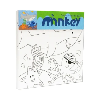 【Minkey】DIY木框水彩帆布畫-海洋動物(水彩畫/塗鴨/著色/交換禮物)