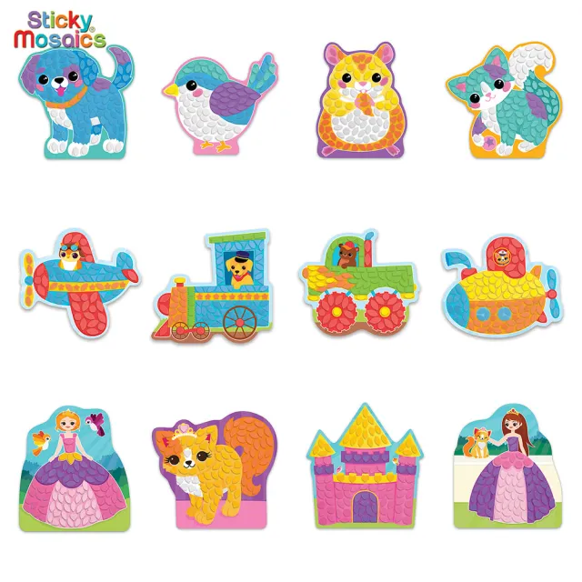 【Sticky Mosaics】馬賽克拼貼組-M號(公主、交通、寵物)