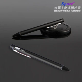 【DW 達微科技】TP-B22榮耀黑 Sport金屬細字主動式電容式觸控筆(附USB充電線)