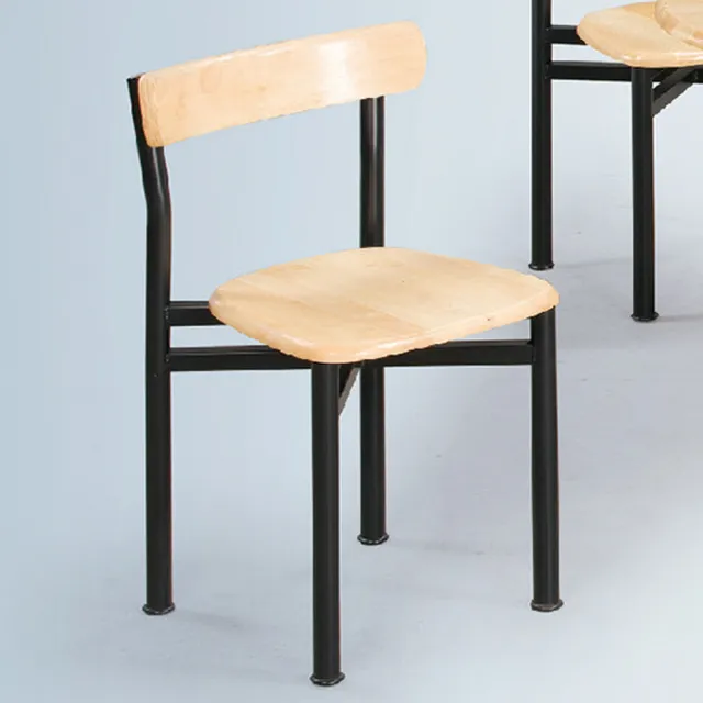 【ONE 生活】貝娜實木餐椅(木紋色板面鐵腳椅)
