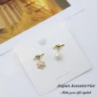 【Anpan】925銀針韓東大門設計師款不對稱雪花珍珠永結同心耳環