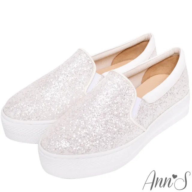 【Ann’S】超閃亮片碎石厚底休閒懶人鞋(白)