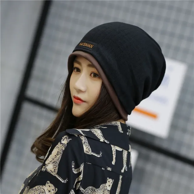 【I.Dear】韓國男女中性雙層毛線針織套頭月子帽保暖帽圍脖(5色)