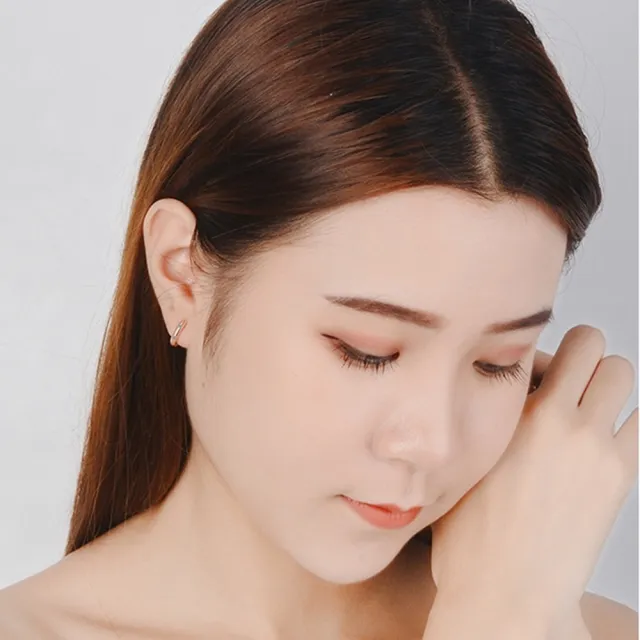 【Emi 艾迷】韓系清新設計點點鑽環繞耳扣 925銀針 耳環 耳扣