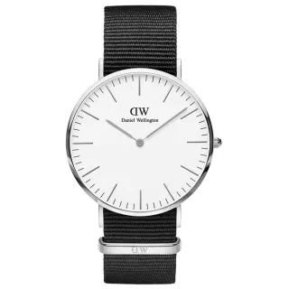 【Daniel Wellington】Classic Cornwall 40mm寂靜黑織紋錶  絕版(DW手錶 DW00100258)