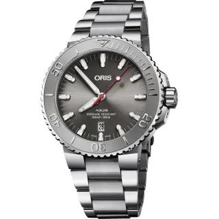 【ORIS 豪利時】水鬼 Aquis Relief 日期潛水機械錶-灰/43.5mm 新年 禮物 推薦(0173377304153-0782405PEB)