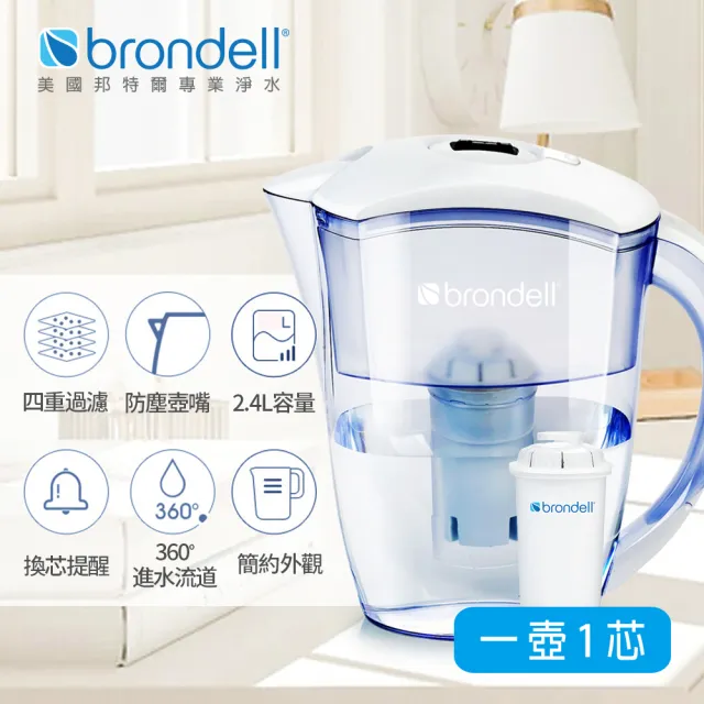 【Brondell】美國邦特爾 純淨濾水壺 （白）(1壺1芯)