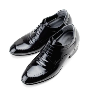 【HIKOREA】正韓製/版型偏小。紳士款隱形增高7cm沖孔綁帶真皮手工皮鞋(8-9021/現貨)