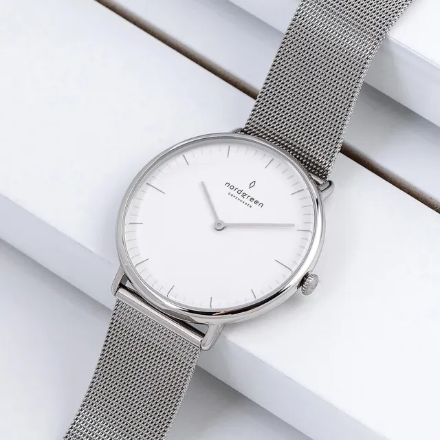 【Nordgreen】ND手錶 本真 Native 40mm 月光銀殼×白面 月光銀米蘭錶帶(NR40SIMESIXX)