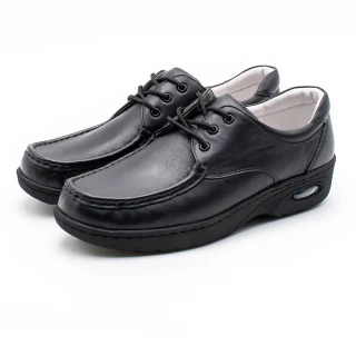 【W&M】皮質氣墊彈力綁帶護士鞋 女鞋(黑)