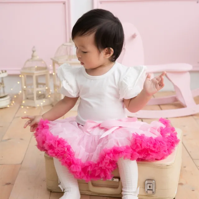 【日安朵朵】女嬰童蓬蓬裙禮盒 - 粉嫩小公主櫻花 裙+圍兜+寶寶襪(寶寶彌月滿月禮週歲生日禮物)