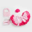 【日安朵朵】女嬰童蓬蓬裙禮盒 - 粉嫩小公主櫻花 裙+圍兜+寶寶襪(寶寶彌月滿月禮週歲生日禮物)