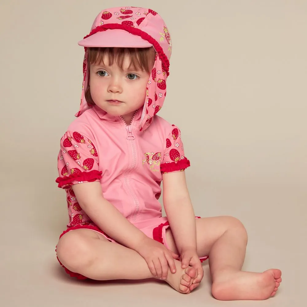 【德國Playshoes】抗UV防曬短袖兩件組兒童泳裝-草莓(認證UPF50 泳衣+泳褲)