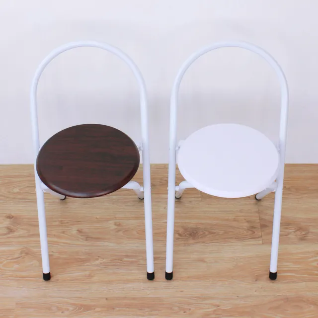 【美佳居】鋼管(木製椅座)折疊椅/餐椅/洽談椅/辦公椅-4入/組(二色可選)