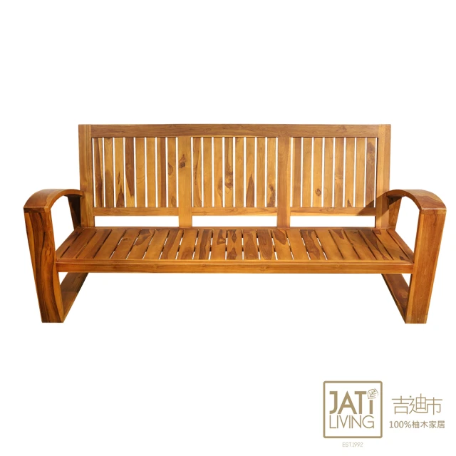 【吉迪市柚木家具】柚木曲線扶手造型三人椅 RPLI001A(不含墊 沙發椅 客廳 腳椅 椅子 木沙發)
