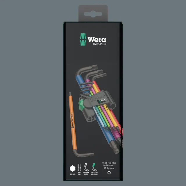 【Wera】頂級彩色膠套六角扳手9支組(950SPKL/9 SM N)