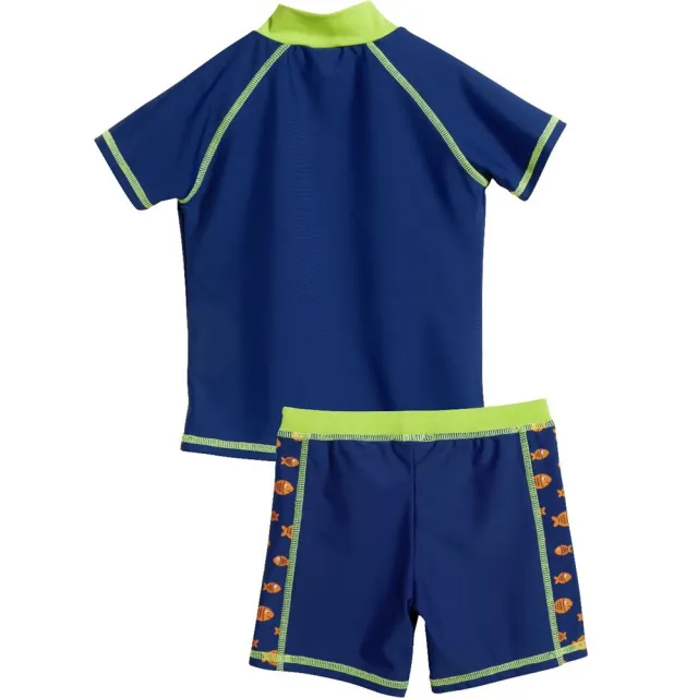 【德國Playshoes】抗UV防曬短袖兩件組兒童泳裝-鱷魚(認證UPF50 泳衣+泳褲)