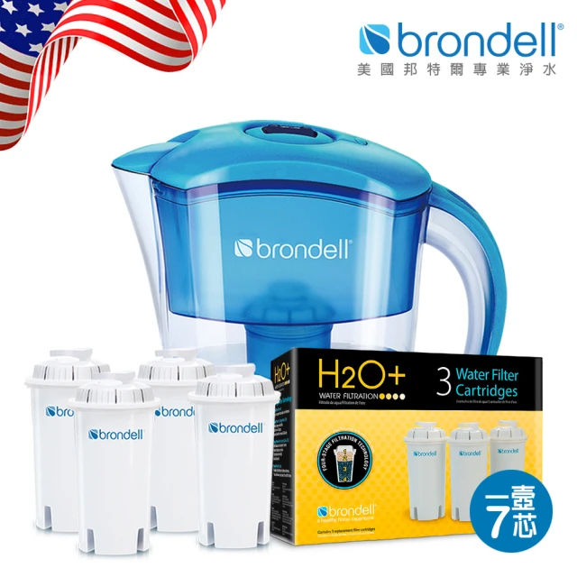 【Brondell】美國邦特爾 純淨濾水壺 （藍）＋7入八周長效濾芯