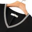 【KVOLL】現貨-玩美衣櫃簡約大氣鍊條釘珠V領修身洋裝M-5XL(共二色)