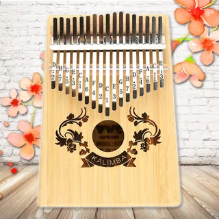 【美佳音樂】奧福樂器 Kalimba 卡林巴琴/拇指琴-超值全配．17音金絲楠竹單板-雙花雕刻(贈旅行包)