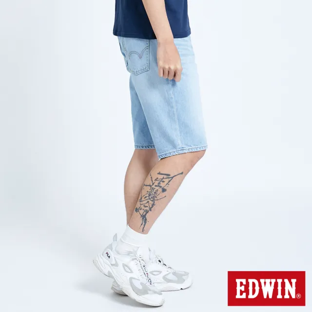 【EDWIN】男裝 仿舊五袋牛仔短褲(漂淺藍)