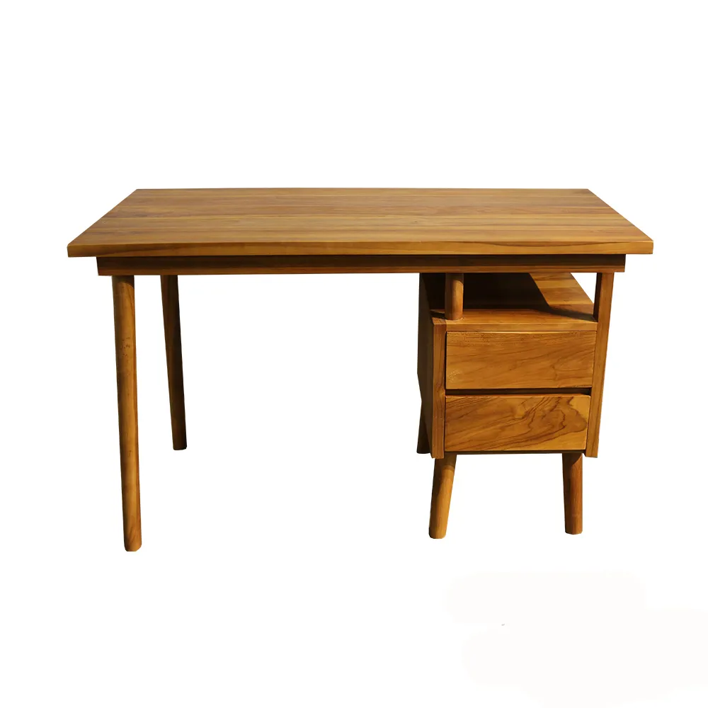 【吉迪市柚木家具】柚木極簡雙抽設計書桌/工作桌 RPDE006(簡約 多功能 中國風 仿古 低調 沉穩)