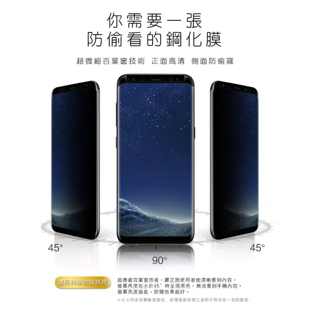 三星S8+ 高清防窺曲面9H鋼化膜手機保護貼(三星 S8+ 保護貼 S8+鋼化膜)