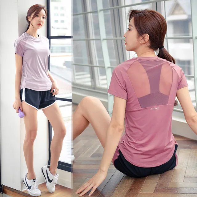 【BODYAIR】任2入 性感美背肩拼紗上衣(瑜珈.慢跑.運動.健身.透氣.舞蹈.運動服)