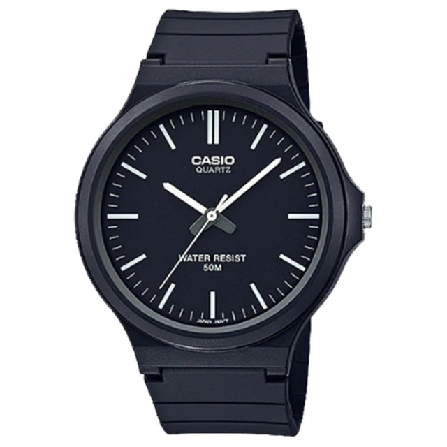 【CASIO 卡西歐】簡約指針錶 樹脂錶帶 黑 防水50米(MW-240-1E)