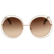 【Chloe’ 蔻依】金屬大框 太陽眼鏡 CE114SD(金色  小面版並可裝眼鏡鏈)