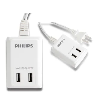 【Philips 飛利浦】USB智慧快充電源線 新安規 過載防護型 - 白色(SPB1402)