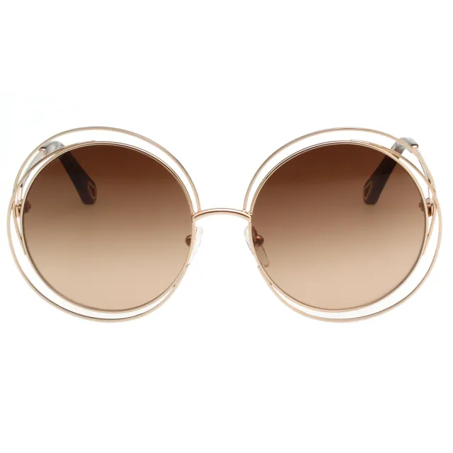 【Chloe’ 蔻依】金屬大框 太陽眼鏡 CE114SD(金色  大面版並可裝眼鏡鏈)