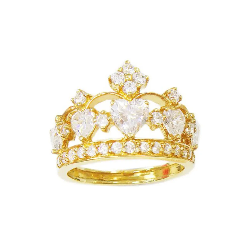 【Celosa】皇冠晶鑽戒指(黃K款)