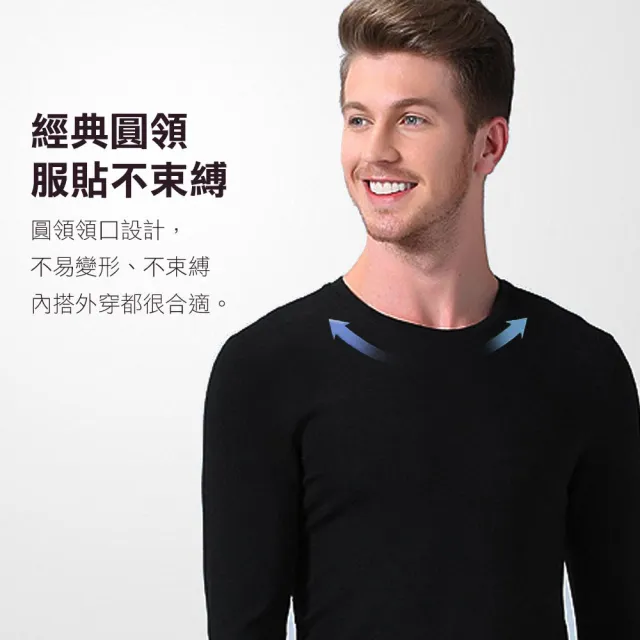 【阿莎&布魯】男款圓領輕量保暖發熱衣 舒適彈性/時尚穿搭/舒適柔感/吸濕排汗(男款/超值6入)
