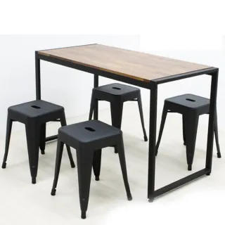 【CLORIS】LOFT 工業風1桌4椅/黑砂粉體烤漆