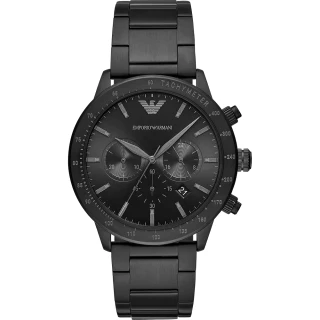 【EMPORIO ARMANI】亞曼尼 個性計時手錶-黑/43mm 畢業禮物(AR11242)
