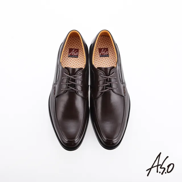【A.S.O 阿瘦集團】霸足氣墊  綁帶牛皮奈米紳士皮鞋(咖啡)