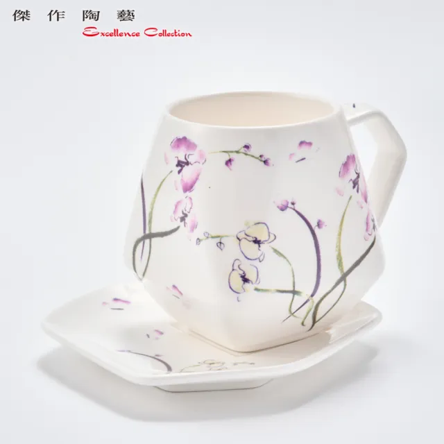【傑作陶藝Excellence Collection】蘭花蝴蝶天燈咖啡杯(L48)