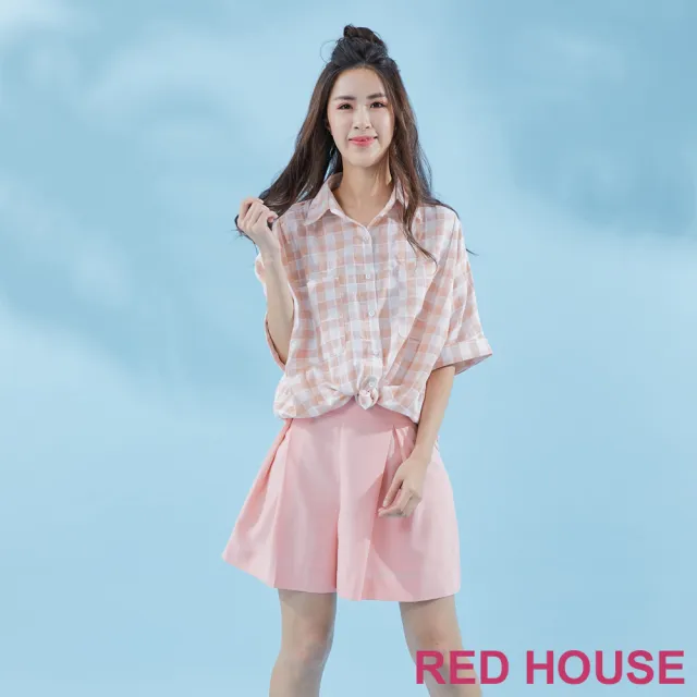 【RED HOUSE 蕾赫斯】素色打摺短褲(粉色)