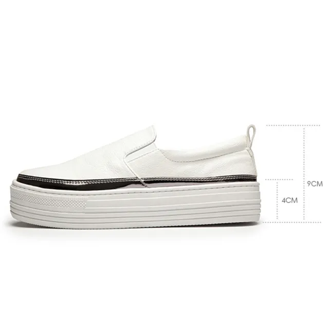 【FUFA Shoes 富發牌】厚底低調皮質懶人鞋-黑/白 1BE33(平底鞋/便鞋/包鞋)