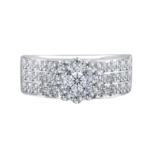 【King Star】100分 K金 天然鑽石戒指 滿天星(視覺效果1克拉)